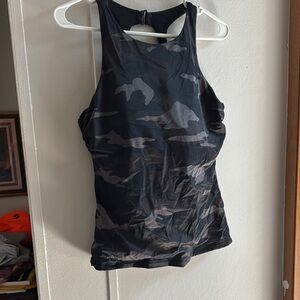 Athleta Black and Gray Camo Swim Top